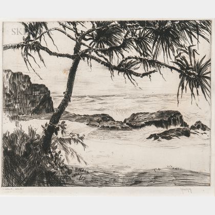 John Melville Kelly (American, 1879-1962) Kauai Hala /A Hawaiian Coastal View