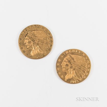 1912 and 1913 $2.50 Indian Head Gold Quarter Eagle