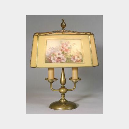 Handel Floral Reverse-Painted Shade on Table Lamp