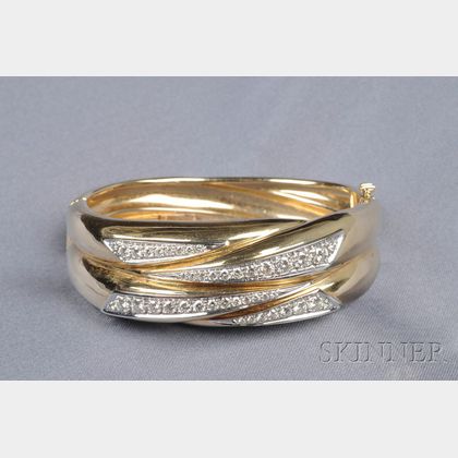 14kt Bicolor Gold and Diamond Bangle Bracelet