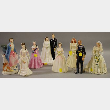 Eight Royal Doulton Porcelain Royalty Figures