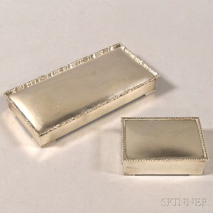 Two Mexican Sterling Silver-clad Boxes