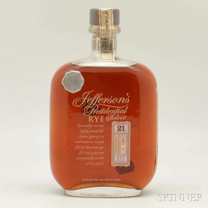Jeffersons Presidential Select Rye 21 Years Old, 1 750ml bottle 