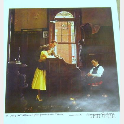 Norman Rockwell Signed Poster Marriage License