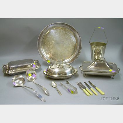 Twelve Pieces of Silver Plated Serving and Flatware Items