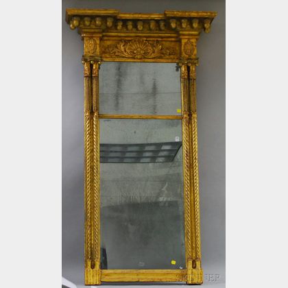 Classical Giltwood and Gesso Tabernacle Pier Mirror