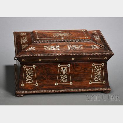 William IV Rosewood and Mother-of-pearl Inlaid Jewelry Casket