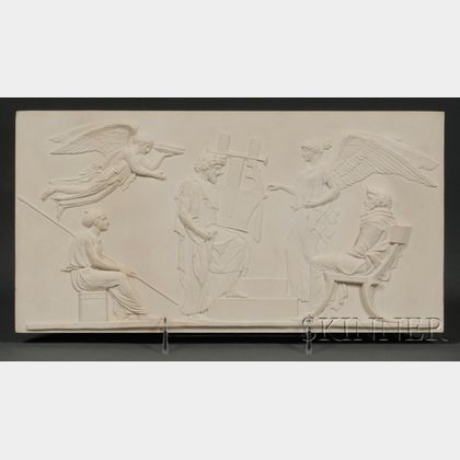 Wedgwood and Bentley Solid White Jasper Apotheosis of Homer Tablet