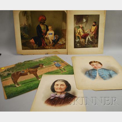 American School, 19th/20th Century Lot of Five Portraits, Including Turk and Child