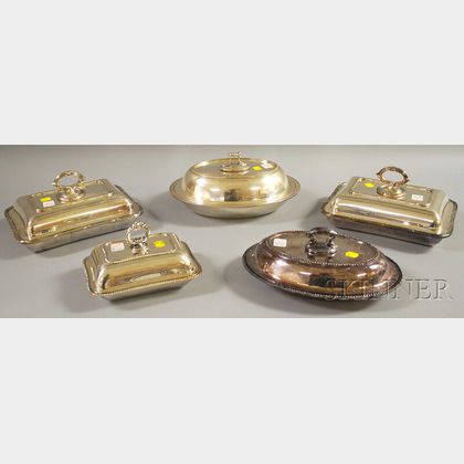 Five Silver-plated Covered Vegetable Dishes