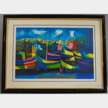 Marcel Mouly (French, 1918-2008) Harbor Scene