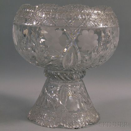 Cut Glass Punch Bowl with Stand