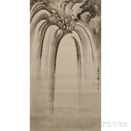 Hanging Scroll Depicting a Waterfall