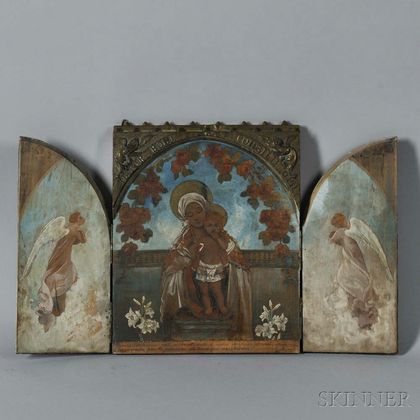 French School, 19th/20th Century Madonna and Child Triptych