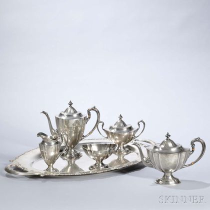 Five-piece Meriden Britannia Sterling Silver Tea and Coffee Service