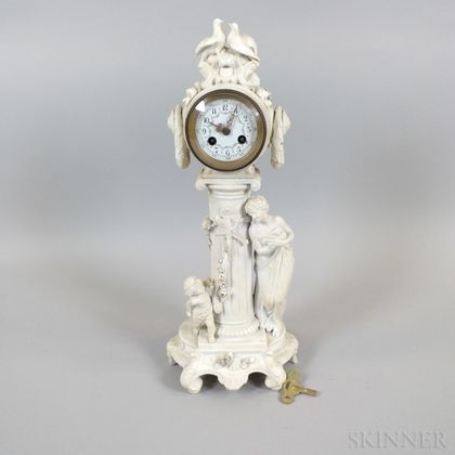 French Bisque Porcelain Mantel Clock