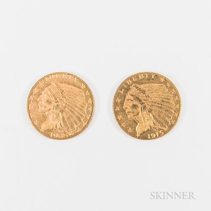 1915 and a 1925-D $2.50 Indian Head Gold Quarter Eagle