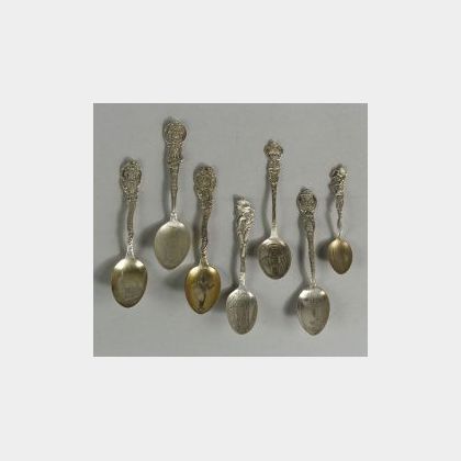 Group of Thirty-eight Sterling Souvenir Spoons of Midwestern States