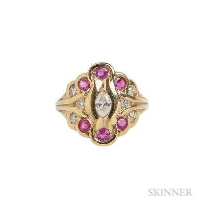 14kt Gold, Ruby, and Diamond Ring