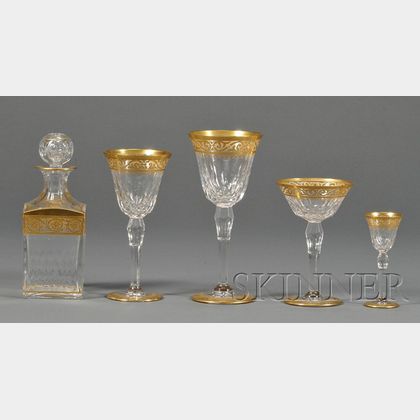 Set of St. Louis "Stella (Gold Encrusted)" Colorless Glass Stemware