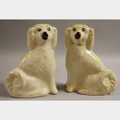 Pair of English Staffordshire Seated Spaniels