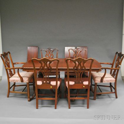 Eight-piece Carved Mahogany Chippendale-style Dining Room Set