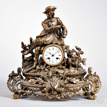 J. Falconnier Bronze French Statuary Clock