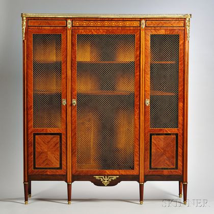 Louis XVI-style Inlaid Library Cabinet