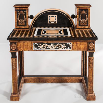 Neoclassical-style Stone-inlaid Writing Desk