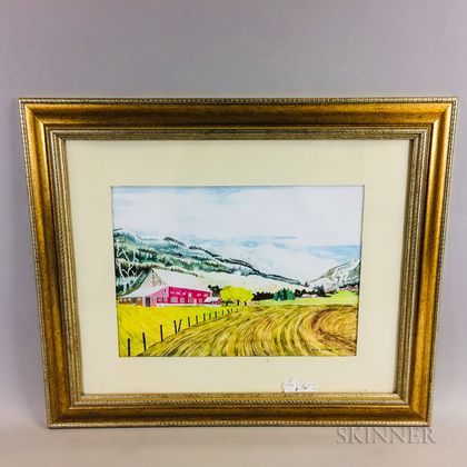Framed John Nutting Print of a Valley Landscape