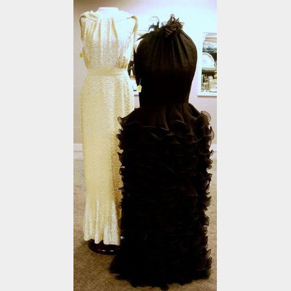 Two 1960s Era Sleeveless Floor-Length Evening Gowns
