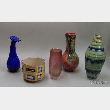 Five Pieces of Contemporary Glass and Pottery