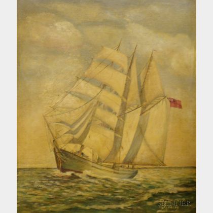 Framed Oil on Board View of a Sailing Vessel