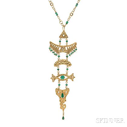 18kt Gold and Emerald Necklace, De La Cueva
