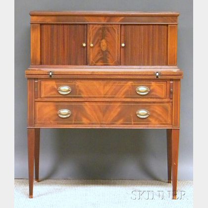 Federal-style Inlaid Mahogany Tambour Writing Desk