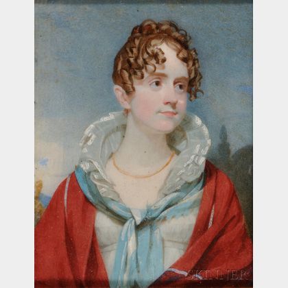 Attributed to Andrew Robertson (British, 1777-1845) Portrait Miniature of Mrs. Elizabeth (Gilmor) Sherlock.