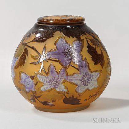 Galle Cameo Glass Covered Jar 