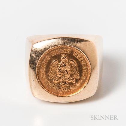 14kt Gold-mounted 2 1/2 Pesos Coin Ring