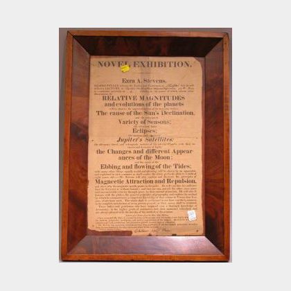 Framed Ezra Stevens Astronomy and Related Science Lecture Broadside