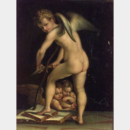 After Francesco Mazzola called Parmigianino (Italian, 1503-1540) Cupid Carving his Bow.