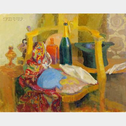 Jack N. Kramer (American, 1923-1984) Lot of Two Works: Still Life with Golden Chair