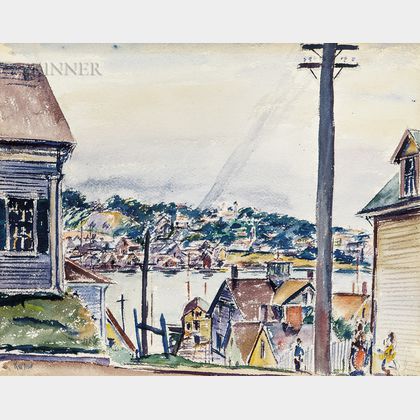 Max Kuehne (American, 1880-1968) Gloucester Harbor Scene