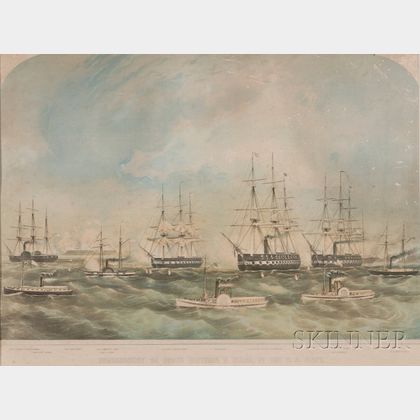 J.H. Buffords, lithographer (Boston, 1841-c. 1870) BOMBARDMENT OF FORTS HATTERAS & CLARK BY THE U.S. FLEET.