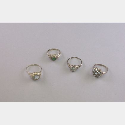 Three White Gold and Gemstone Rings