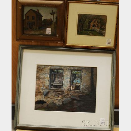 Lot of Three Framed Watercolors: Sophia L. Pitman (American, 1855-1943),...House/East Windsor Hill/ Connecticut