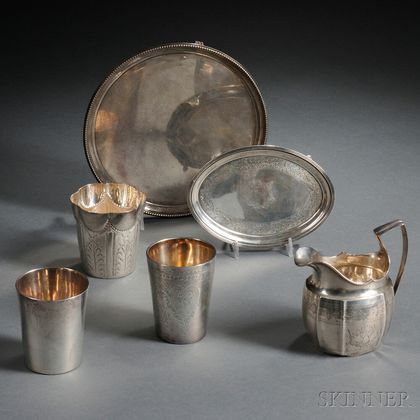 Six Pieces of Mostly George III Silver Hollowware