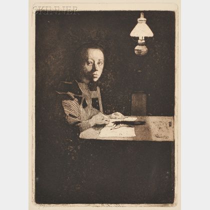 Käthe Kollwitz (German, 1867-1945) Selbstbildnis am Tisch