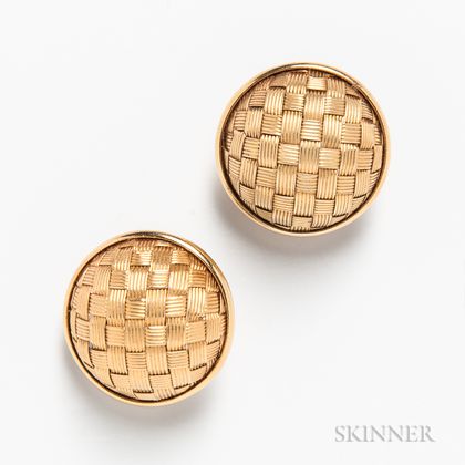 14kt Gold Basketweave Dome Earrings
