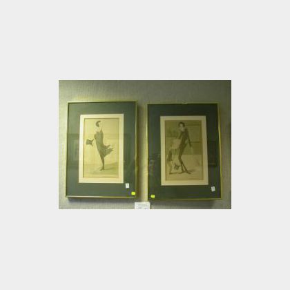 Lot of Two Framed English Caricature Prints. 