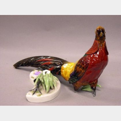 German Handpainted Porcelain Pheasant Figural.